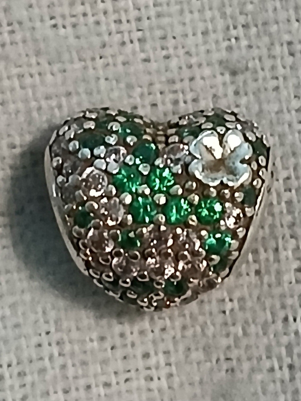 Heart PANDORA Charm Pendant with Green/Pink Crystals